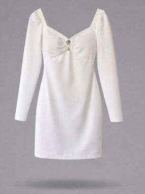 ❓GUESS Women's White Long Sleeve O-Ring Bodycon Dress.   Size 0